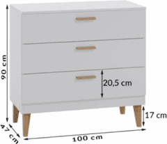 Kocot kids Dětská komoda Kubi 100 cm bílá