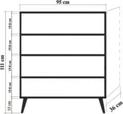 Hanah Home Dětská komoda Cats 95 cm bílá