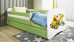 Kocot kids Dětská postel Babydreams bagr zelená, varianta 70x140, bez šuplíků, s matrací