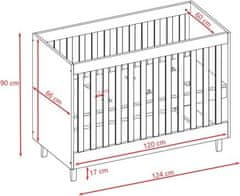 Kocot kids Dětská postýlka Kubi šedá, varianta 60x120, bez šuplíků, bez matrace