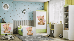 Kocot kids Dětská skříň Babydreams 90 cm méďa s kytičkami zelená