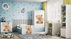 Kocot kids Dětská skříň Babydreams 90 cm méďa s kytičkami modrá