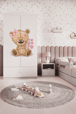 Kocot kids Dětská skříň Babydreams 90 cm méďa s kytičkami bílá