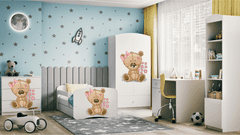 Kocot kids Dětská skříň Babydreams 90 cm méďa s kytičkami bílá