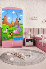 Kocot kids Dětská skříň Babydreams 90 cm safari růžová