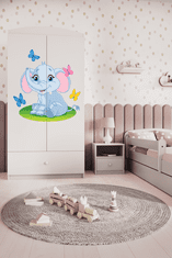 Kocot kids Dětská skříň Babydreams 90 cm slon s motýlky bílá