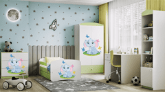 Kocot kids Dětská skříň Babydreams 90 cm slon s motýlky zelená