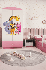 Kocot kids Dětská skříň Babydreams 90 cm ZOO růžová