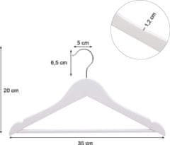 Songmics Dětské dřevěné ramínko na oděvy 20 kusů - bílé