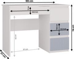 Topeshop Dětský psací stůl MALWA ARTESO bílo-modrý pravý