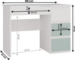 Topeshop Dětský psací stůl MALWA ARTESO bílo-zelený pravý