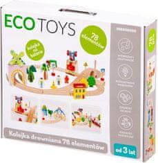 EcoToys Dřevěná dráha na baterie - 78 kusů