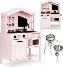 EcoToys Dřevěná kuchyně pro děti Cheerful kitchen růžová