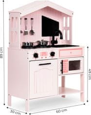 EcoToys Dřevěná kuchyně pro děti Cheerful kitchen růžová