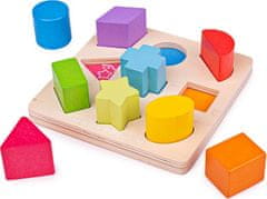 Bigjigs Toys Dřevěné kostky CUBES tvary a barvy