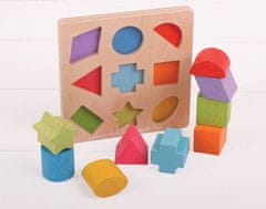 Bigjigs Toys Dřevěné kostky CUBES tvary a barvy