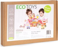 EcoToys Dřevěné kostky Sladké městečko 116 ks