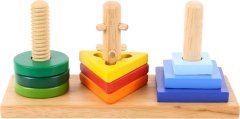 Bigjigs Toys Dřevěné nasazovací geometrické tvary GEOMETRIO vícebarevné