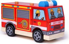 Bigjigs Toys Dřevěné nasazovací hasičské auto FIREMAN