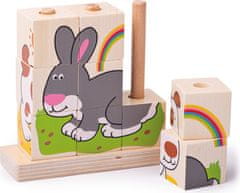 Bigjigs Toys Dřevěné nasazovací kostky ANIMALS