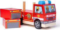 Bigjigs Toys Dřevěné nasazovací hasičské auto FIREMAN