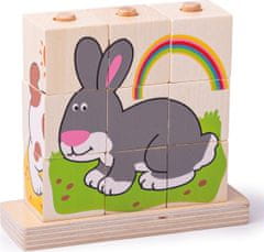 Bigjigs Toys Dřevěné nasazovací kostky ANIMALS