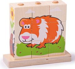 Bigjigs Toys Dřevěné nasazovací kostky ANIMALS