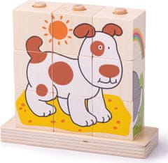 Bigjigs Toys Dřevěné nasazovací kostky ANIMALS