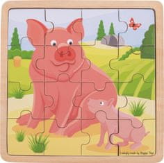 Bigjigs Toys Dřevěné puzzle PIG FAMILY