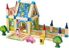 EcoToys Dřevěné stavební kostičky 6v1 House hnědé