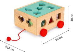 EcoToys Dřevěný vozík s třídičem a kostkami EcoToys