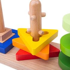 Bigjigs Toys Dřevěné nasazovací geometrické tvary GEOMETRIO vícebarevné