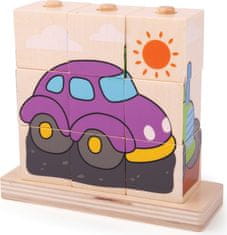 Bigjigs Toys Dřevěné nasazovací kostky CARS