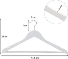 Songmics Dřevěné ramínko na oděvy 20 kusů - bílé