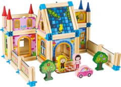 EcoToys Dřevěné stavební kostičky 6v1 House hnědé