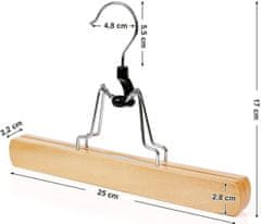 Songmics Dřevěné ramínko na kalhoty 12 kusů - přírodní
