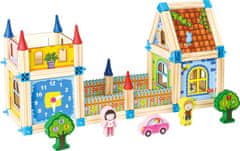 EcoToys Dřevěné stavební kostičky 6v1 House hnědé