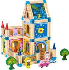 EcoToys Dřevěné stavební kostičky 6v1 House hnědé