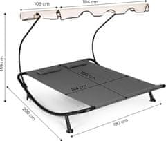 ModernHome Dvoumístné zahradní lehátko se stříškou JEREMY šedo-béžové