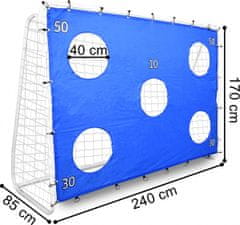 TZB Fotbalová branka s otvory OLSEN 240x170 cm bílo-modrá