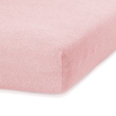 AmeliaHome Froté prostěradlo s gumou Ruby světlé růžové, velikost 200-220x200+30