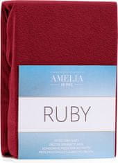 AmeliaHome Froté prostěradlo s gumou Ruby tmavě červené, velikost 120-140x200+30