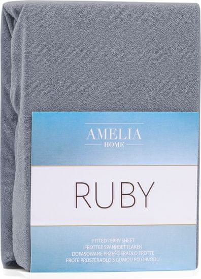 AmeliaHome Froté prostěradlo s gumou AmeliaHome Ruby tmavě šedé