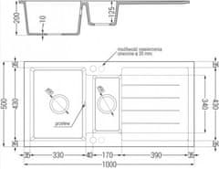 Mexen Granitový dřez s kuchyňskou baterií ANDRES černý-skvrnitý