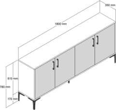 Hanah Home Komoda Kiev 180 cm antracit/hnědá