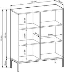 Piaski Komoda Nova Black 125 cm černá se zlatými madly