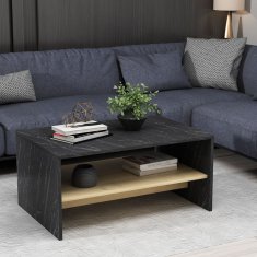 Hanah Home Konferenční stolek Apollon 90 cm mramor černý/dub safírový