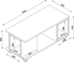 Kalune Design Konferenční stolek Sadem + 2 stolky bílý/vlašský ořech