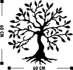 Hanah Home Nástěnná kovová dekorace Strom 60x60 cm černá