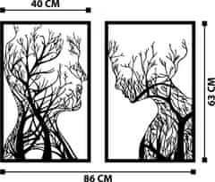 Hanah Home Nástěnná kovová dekorace Lidské profily ve stromech 86x63 cm černá